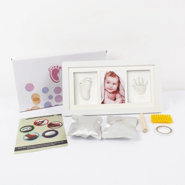 Baby Hand- och Fotavtryckskit (0-9 Månader) - Bläckfritt Hand- & Fotavtryckskit med Baby Fotoram, Presenter till Nyblivna Mödrar & Presenter till Nya Föräldrar, Gör 2 Avtryck