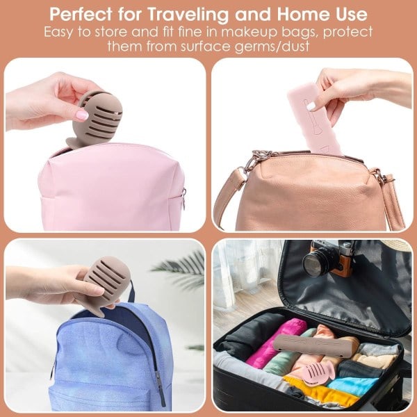 rush Svampeholder, Silikone Makeupbørste Beskyttelsespose Rejse Blender Suge Tørrestativ, Magnetisk Makeupbørste Etui Organizer 6pblack+pink+khak