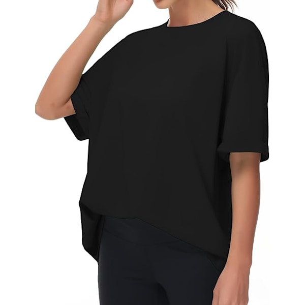 Uformelle oversized T-skjorter for kvinner, sommer, rund hals, kort erme, trenings-basic topper