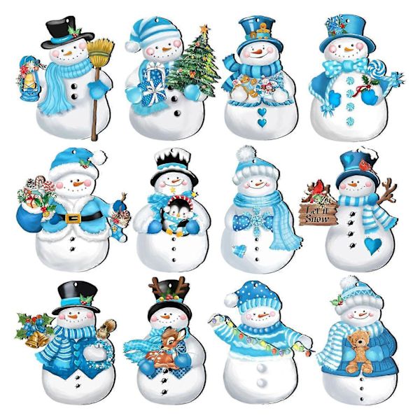 24 st/set Snögubbe Snöflinga Utstansningar Kylskåpsmagnet Jul Vinter Vägg Fönster Svarta tavlan Anslagstavla Kylskåpsmagnet Hemmakontor Kök Dekor