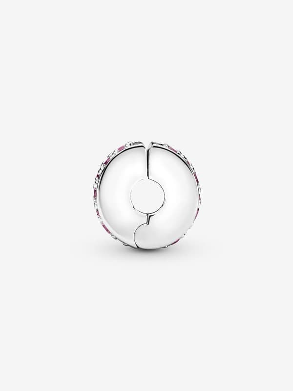 - Pink Pavé Clip Charm - Sterlingsølv