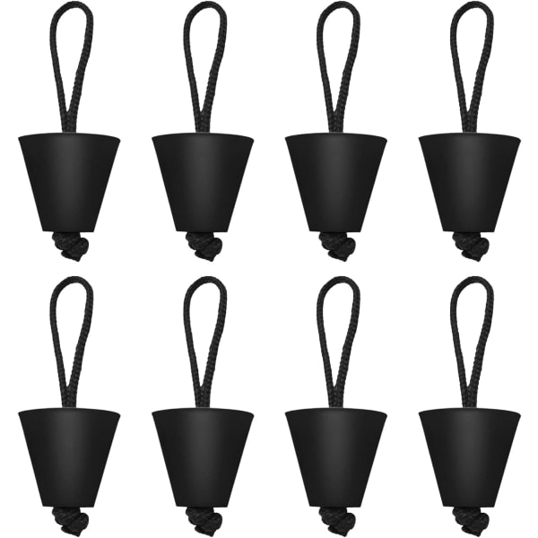 Bästa universella kajakpluggkit kajakpluggkit kanotdräneringshålpropp Bung - Svart 8-pack