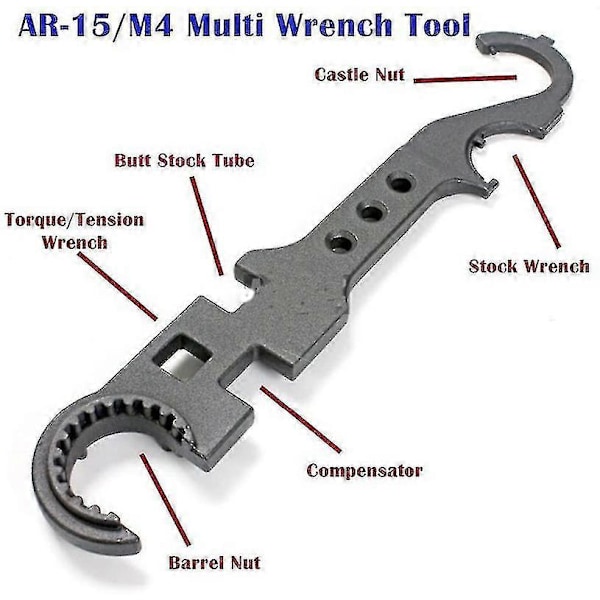 Jubee Multi Wrench Værktøj Ar 15 / M4 Stål Våbenmekaniker Kraftig Combo Skruenøgle p202411261254