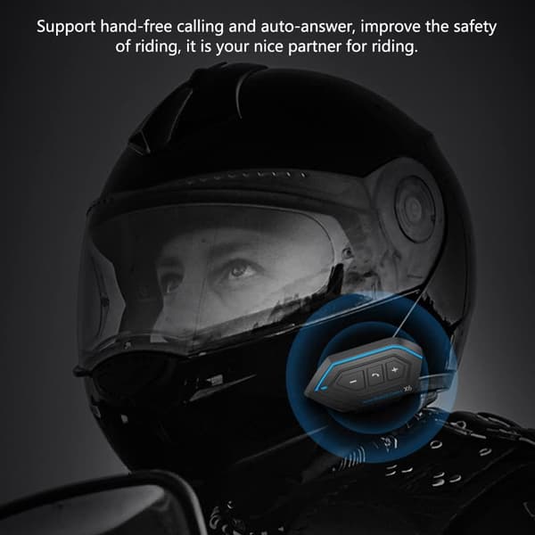 Bluetooth Motorcykelintercom, Motorcykelhjälm BT5.0 Vattentät Hjälm med Intercom, Brusreducering och Samtalsstöd