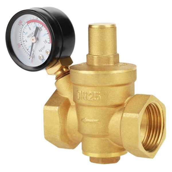 Tryckregulator, DN25 Justerbar Mässing Hållbar Vattentrycksreducerande Regulator + Metrisk Gänga (1.6MPa)