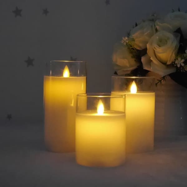 3 kpl LED-kynttilöitä - Läpinäkyvä
