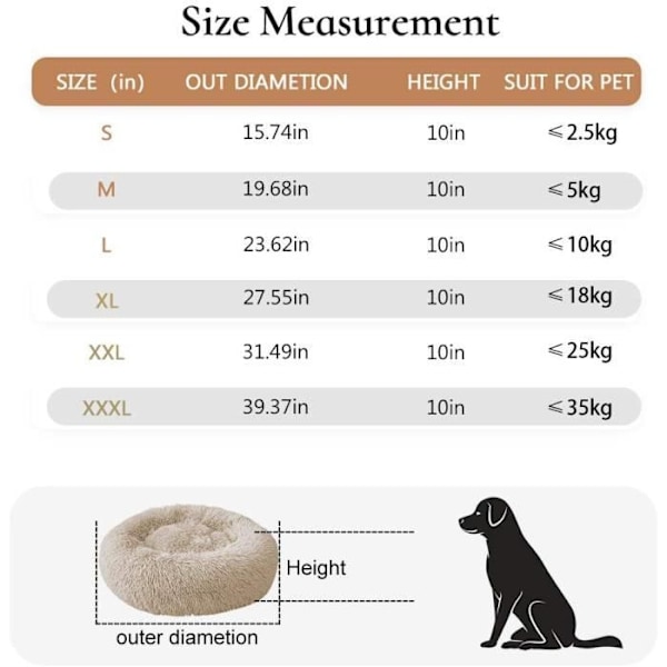 Hunde Kat Seng Rund Kattekurv Ekstra Blød Plys Komfortabel Sød Kæledyrsrede Dyb Søvn Kæledyr Beige brown Style 1