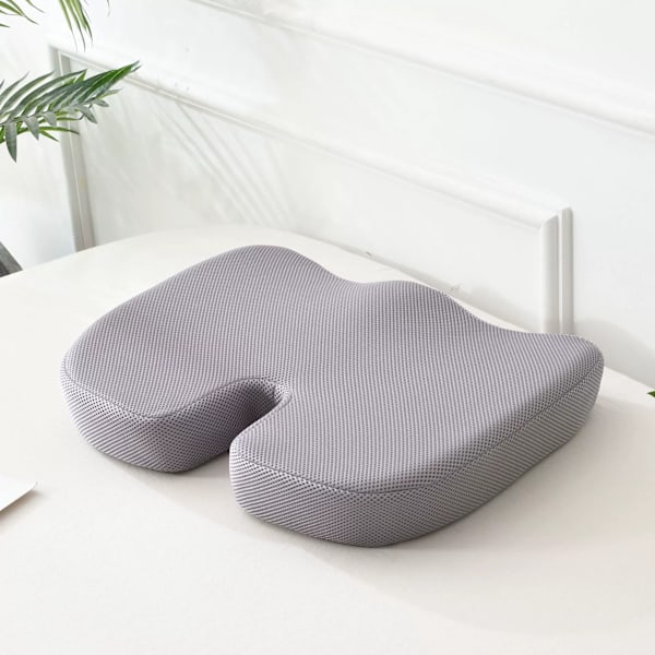 Setepute for kontorstol, memory foam, pute for lindring av halebeinsmerter, ryggstøtte, sklisikker sittepute for kontorpult, gamingstol Grey 40*40cm