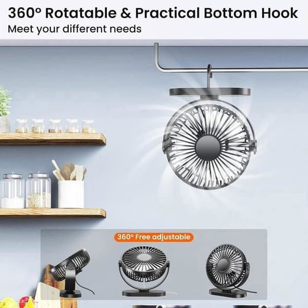 Bordventilator - Lille USB-ventilator - 3 hastigheder - Stille - 360° rotation