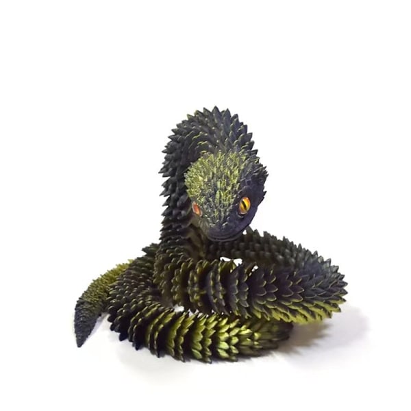 3D-printad orm, 45 cm, flexibel orm fidget leksak, realistisk ormleksak, falska 3D-printade plastormar ormmodell, kontor, dekorationer Black gold
