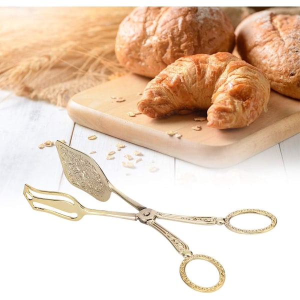 Firkantet Hoved Retro Zinklegering Brødtang Buffet Tang Bage Madklemme Køkkenredskaber GENANVENDELIG EMBALLAGE Gold