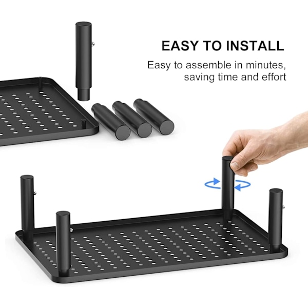 Skjermstativ for datamaskin, metall for bærbar PC, skriver, notatbok og alle flatskjerm-TV-skjermer med ventilert plattform, 3 høydejusterbare nivåer