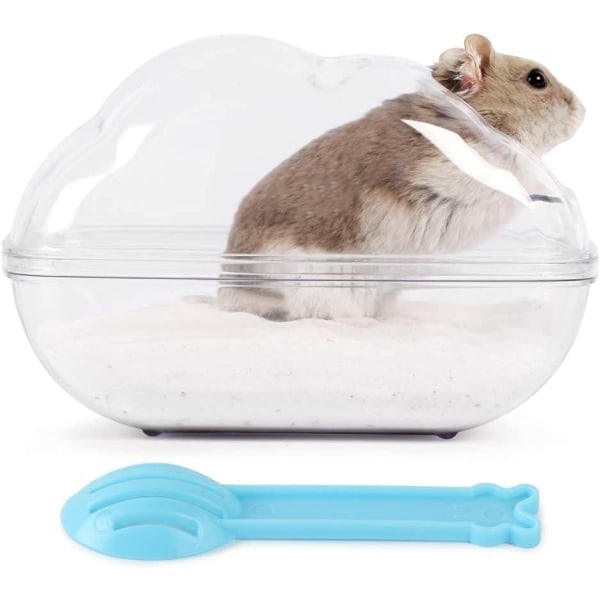 Stor hamster sandbad beholder transparent sky hamster badeværelse med skovlsæt til små kæledyrsbur