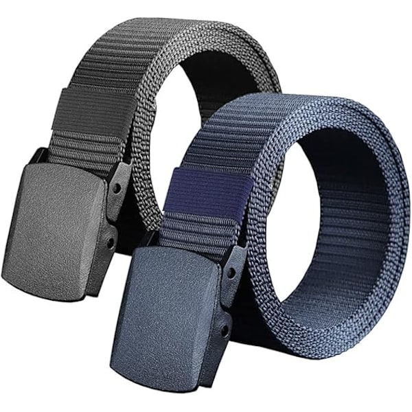 2 kpl Nylon-kangasvyö miehille ja naisille, arkikäyttöön sopiva, automaattinen solki, ulkoiluun, sotilasmainen taktinen vyö vapaa-ajan urheiluun