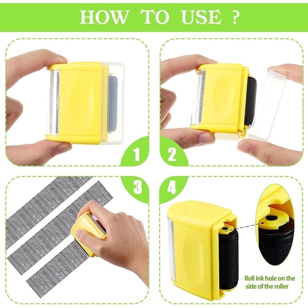Adresseblokeringsstempel, inklusive gult stempel + 3 refills