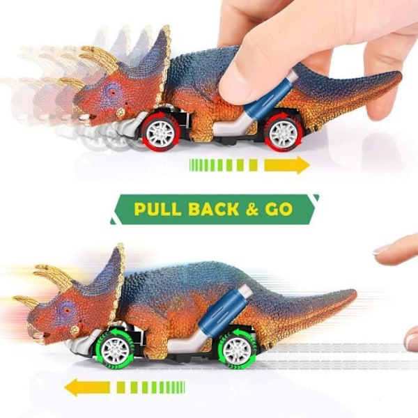 Set med 6 miljövänliga PVC dinosauriebilar för barn från 2 till 8 år