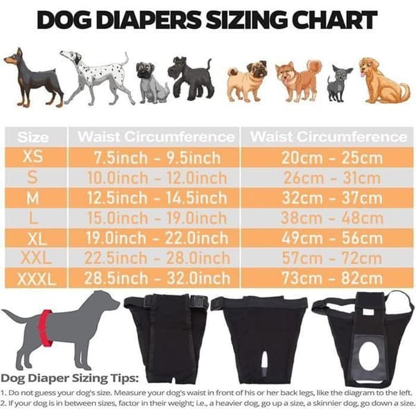 Hunde løbetidsble, vaskbare hunde menstruationsbleer, 3-pak med 9 hygiejnebind, sort XXL