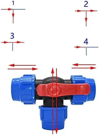 Avstängningskulventil, 32 mm Trevägs kulventil Snabbkoppling PVC PE-rör Snabbkoppling T-koppling