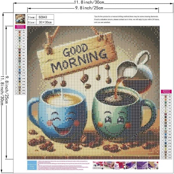 Morgenkaffe Diamantkunst: 5D Fuld Bor DIY 35x35 cm - Afslappende Gave