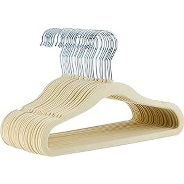 Lasten samettiset, liukumattomat vaateripustimet vauvoille ja taaperoille, 29,5 cm, 30 kpl, beige