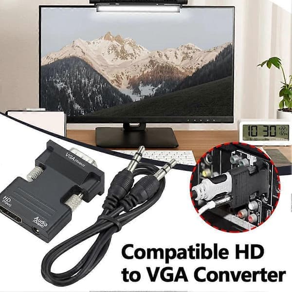 HDMI til VGA Konverter Adapterkabel HDMI INPUT til VGA OUTPUT til TV PC Skærm