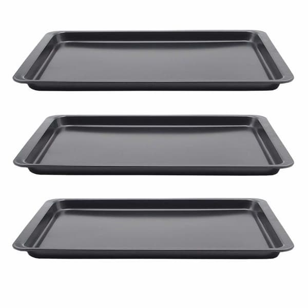 Sæt med 14,5\" x 10\" non-stick bageplader, store rektangulære bageplader (sæt med 3)