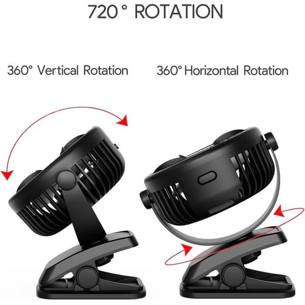 Mini skrivebordsventilator, USB 3 hastigheder, 360° rotation, velegnet til hjemmet, kontoret, udendørs.