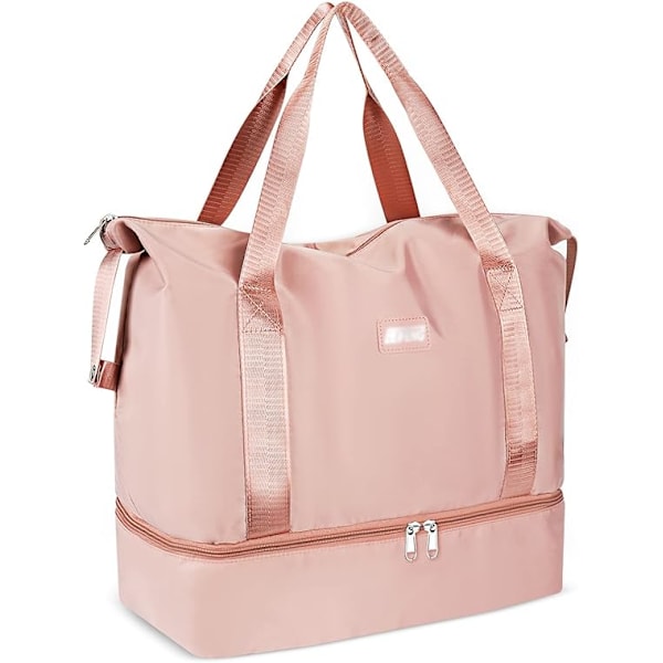 Resväska Duffelbag, 29L Weekendväska med Trolley-fäste, Torr & Våt Separerad Sport Gymväska Vattentät Väska Kabinväska Pink
