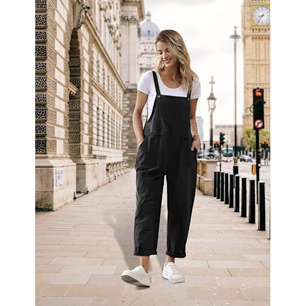 Dam Overaller Lös Ledig Ärmlös Overall Lång Jumpsuit Playsuit Hängselbyxor PV9UK