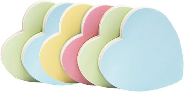 Hjerteformede sticky notes - Søde blandede Post-it-notes i 4 farver til kontor/hjem, stor pakke 600 ark i alt