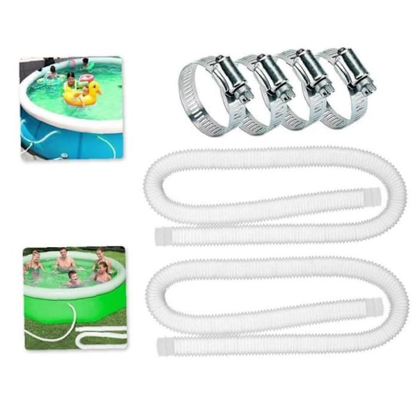Udskiftningsslange til swimmingpool - 32 mm - 1,5 m - 4 klemmer - Lækagesikker