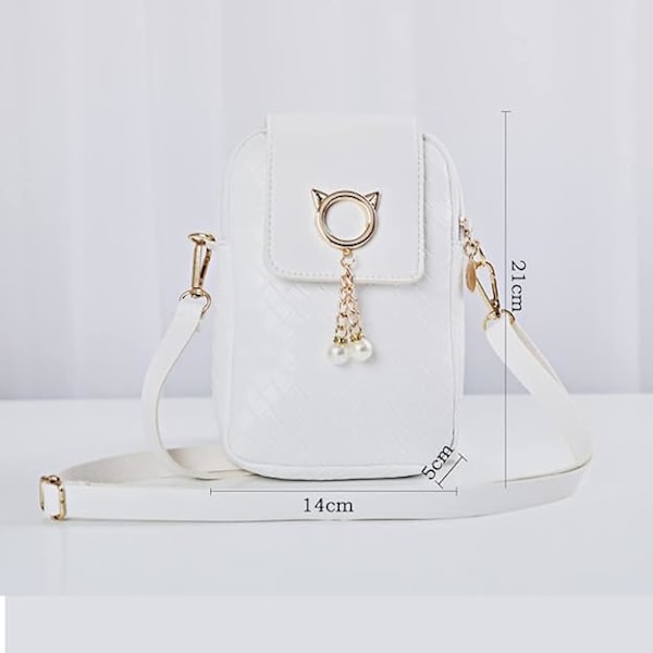 Mini crossbody skuldertaske i PU-læder til damer, dame lynlås pung smart wallet mobiltelefon taske med justerbar skulderrem