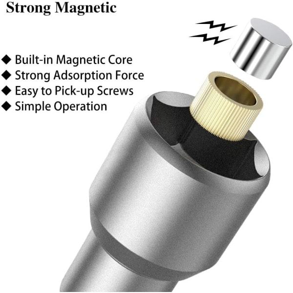 Magnetisk skruvmejselbit, 8mm 1/4'' sexkantskruvmejselbit, för elektrisk handborr/pneumatisk skruvmejsel/slagskruvmejselbit, 5 st