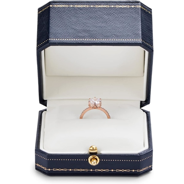 Ringæske PU Læder Elegant Ring Organizer Æske til Forlovelse Bryllup Fødselsdag Jul