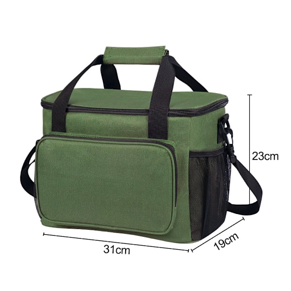 15L (24 Tölkkiä) Eristetty Lounaskassi, Kylmälaukku Lounaalle/Työhön/Kouluun/Rannalle/Piknikille Green 15L