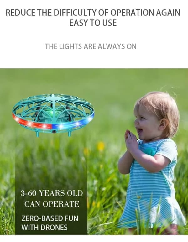 LED Mini Drone Håndstyret – Flyvende Boldlegetøj til Børn og Voksne Grøn Green
