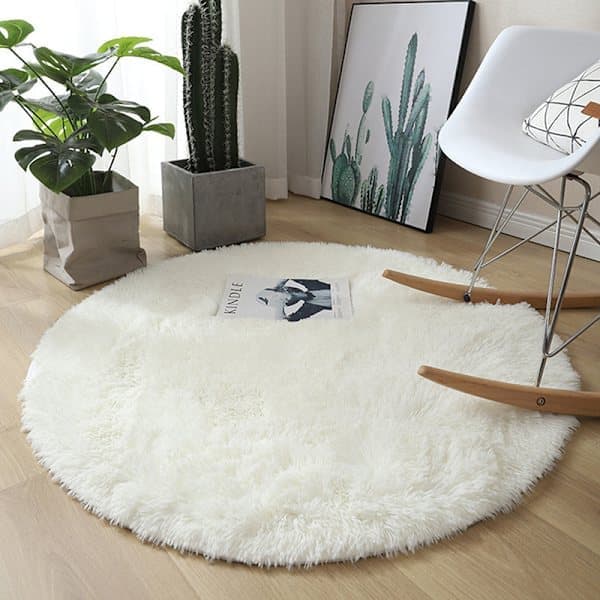 Fluffig ullmatta vardagsrumsmatta fuskpäls rund matta barnrum kaffe 40*40cm kaffe Kaffe Coffee