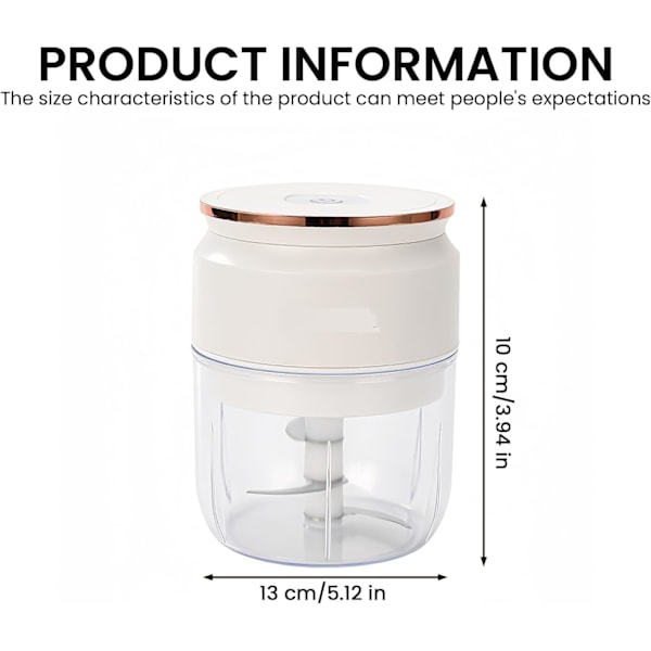 Elektrisk kødhakker, USB multi-hakker, bærbar blender lille 300 ml, universal løghakker, mini-hakker, elektrisk grøntsagsskærer