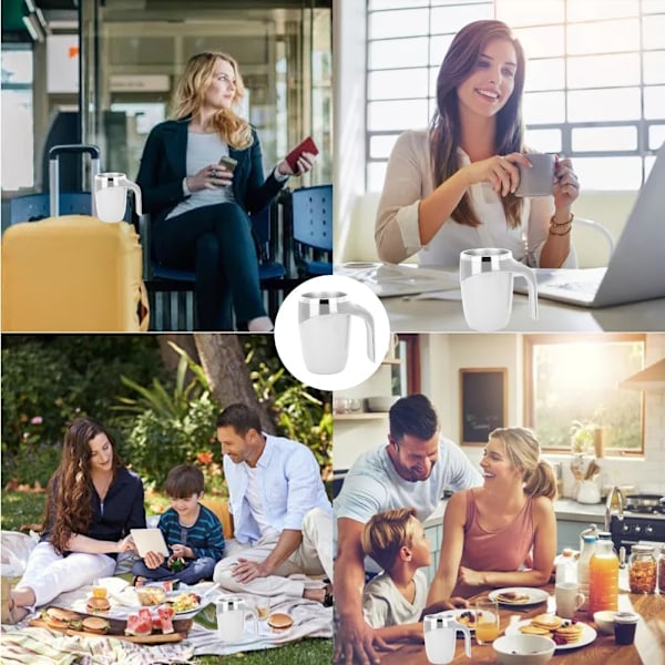 Självrörande mugg, magisk mugg, mjölk, kaffekopp, smart mugg för kaffe. White