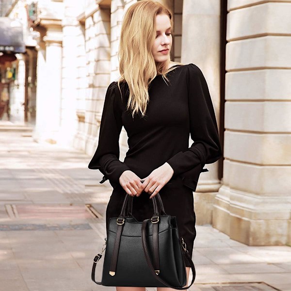 Damehåndtasker, Elegant Tote Bag med Top-Håndtag, Skuldertaske, Patent Læder Håndtaske, Arbejdstaske til Damer Negro