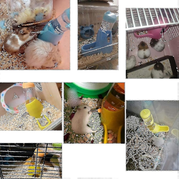 3-i-1 Hengende Vannflaske til Hamster, Automatisk Drikkedispenser med Base for Dverg Hamster Mus Rotte Piggsvin-yky