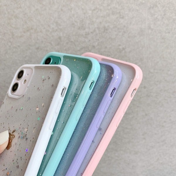 Kompatibel med iPhone 11 Skal, Genomskinlig Glittrande Bling Stjärnglitter Design för Kvinnor Flickor Mjuk TPU Stötsäker Repskyddande Skyddande Skal för iPho