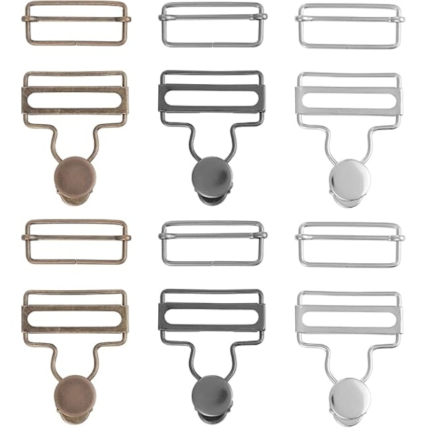 6 set metallhängslen spännen dungaree spännen med rektangelreglage för hängslen, bälten, handväskor, jackor, arbetskläder