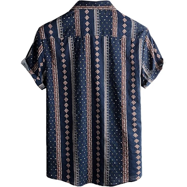 Herre Hawaiiskjorter med blomsterprint, korte ærmer, knaplukning, strandskjorter