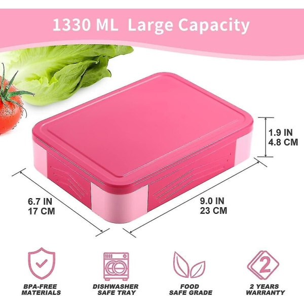 Bento Box til Voksne Børn, 1300ml Elegant Madkasse til Teenagere med 5 Rum, Holdbar, Tåler Mikroovn/Opvaskemaskine, BPA-fri, Perfekt til