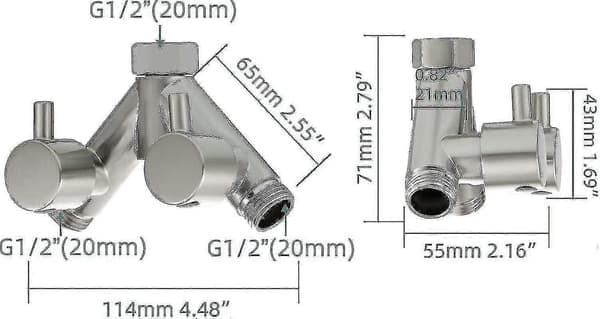 Messing avleder dusj avstengningsventil 2-veis Y-splitter 1/2 tomme for dusjslange og dusjhode krom Dsf014a