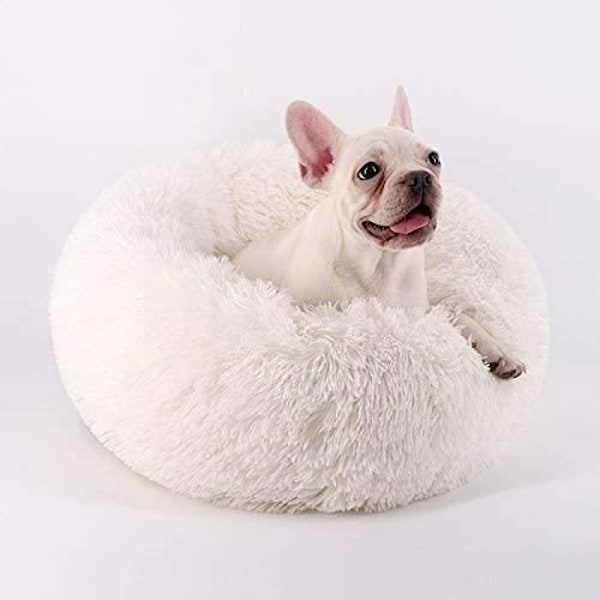 Hund Katt Säng Rund Kattkorg Extra Mjuk Plysch Bekväm Söt Djurbädd Djup Sömn Husdjur White Style 1