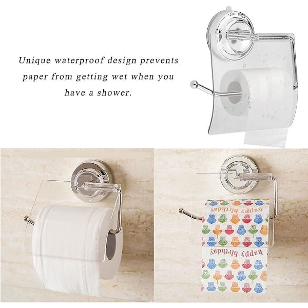 1 stk. Toiletpapirholder, Toiletpapirholder med låg, Vandtæt toiletpapirholder med sugekopmontering til hjemmet, hotel, badeværelse, opbevaringsrulleholder