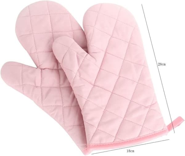 st Köksvantar i Polyester-Bomull, Värmebeständiga Ugnsvantar för Mikrovågsgrill - Rosa -