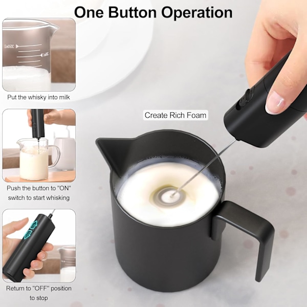 Batteridrevet Mini Visp, Elektrisk Bærbar Drikkemikser Mini Skummaskin for Matcha Kaffe, Latte, Cappuccino, Varm Sjokolade